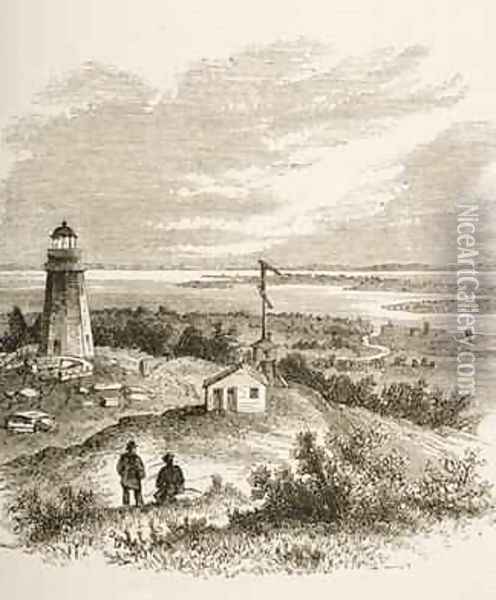 Sandy Hook New Jersey seen from the lighthouse in the 1870s 1880 Oil Painting - Reverend Samuel Manning