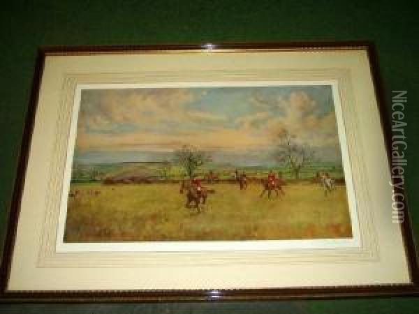 The Quorn Hunt Oil Painting - Lionel Louis Edwards