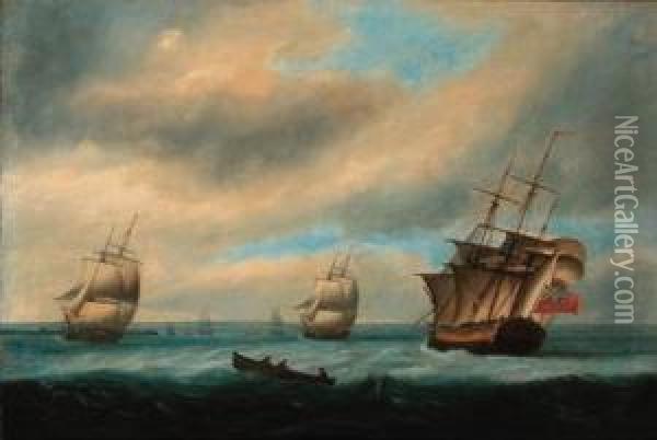 Ships Of The Fleet Off A Naval Dockyard Oil Painting - Francis Holman