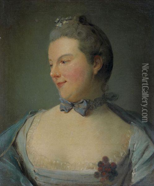 Portrait De Jeune Femme Oil Painting - Jean-Baptiste Perronneau