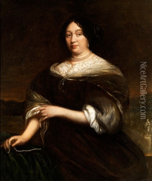 Bildnis Einer Adeligen Dame Mit Perlenkette Oil Painting - Johann Heinrich Roos