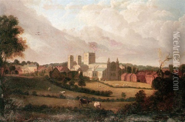 A View Of Southwell Cathedral From The South East Oil Painting - Francis Nicholson