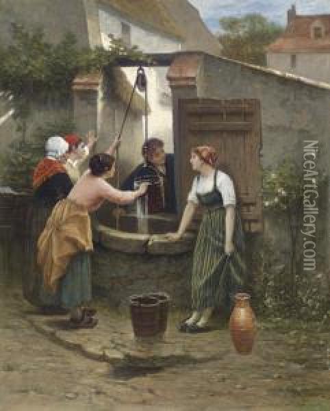 By The Well Oil Painting - Guillaume Seignac