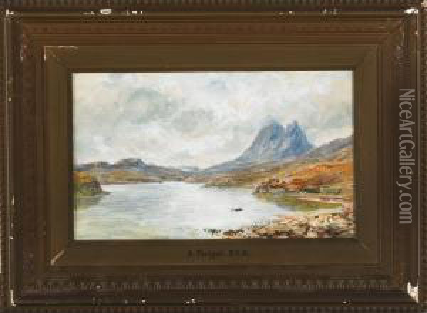 Ben Hope, Loch Hope; Calma Loch Oil Painting - Arthur Perigal
