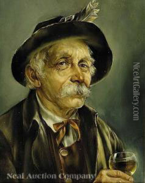 An Alpinegentleman With A Glass Of Wine Oil Painting - Eduard Gartner