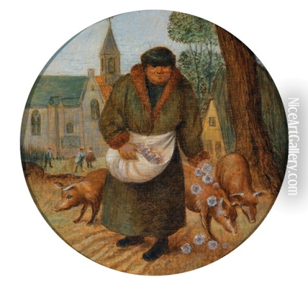 Perlen Vor Die Saue Werfen Oil Painting - Pieter Brueghel the Younger