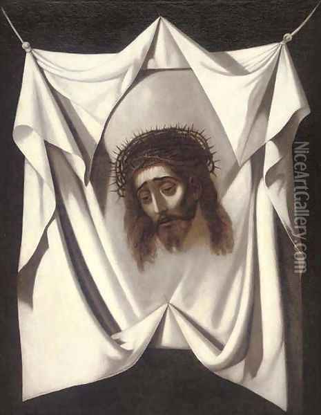 The veil of Saint Veronica Oil Painting - Spanish School