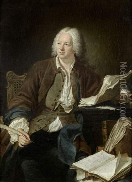 Et Son Atelier : Portrait De Jean-baptiste Rousseau, Poete Et Ecrivain Oil Painting - Jacques Andre Joseph Aved