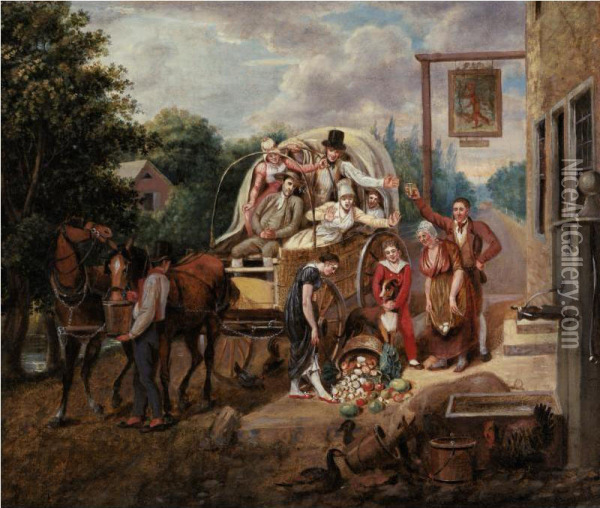 Going To Market-the Disaster, 1811-1821 Oil Painting - John Lewis Krimmel