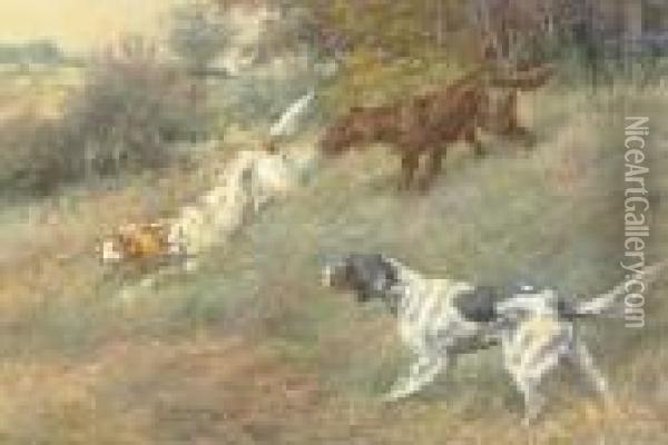 Three Setters On A Point Oil Painting - Edmund Henry Osthaus