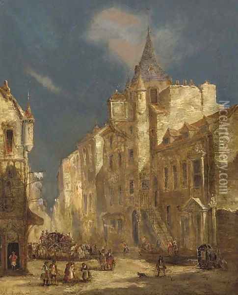 The Royal Mile, Edinburgh Oil Painting - James Holland