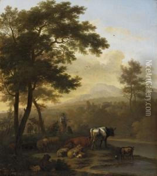 Landschaft Mithirten Oil Painting - Jan Vermeer Van Delft