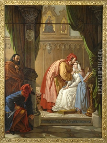 Paolo E Francesca Oil Painting - Cesare Mussini