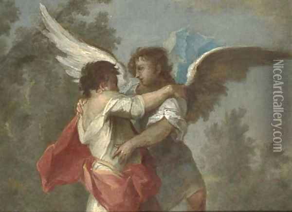 Jacob wrestling the Angel Oil Painting - Giovanni Antonio Guardi