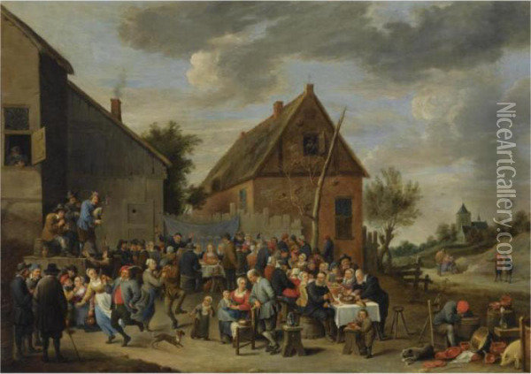A Peasant's Wedding Feast Oil Painting - David The Younger Teniers