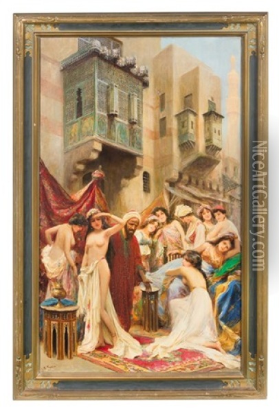 The Slave Auction Oil Painting - Fabio Fabbi