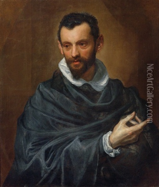Halbfiguriges Portrat Eines Bartigen Mannes Oil Painting - Jacopo Palma il Giovane