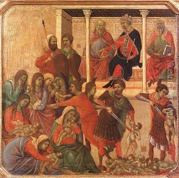 Slaughter of the Innocents 1308-11 Oil Painting - Duccio Di Buoninsegna