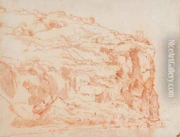 Vue d'une falaise surplombant la mer Oil Painting - Aniello Falcone