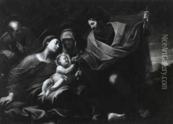 La Sainte Famille Oil Painting - Andreas Pozzo
