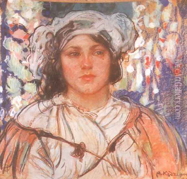 Girl Oil Painting - Apoloniusz Kedzierski