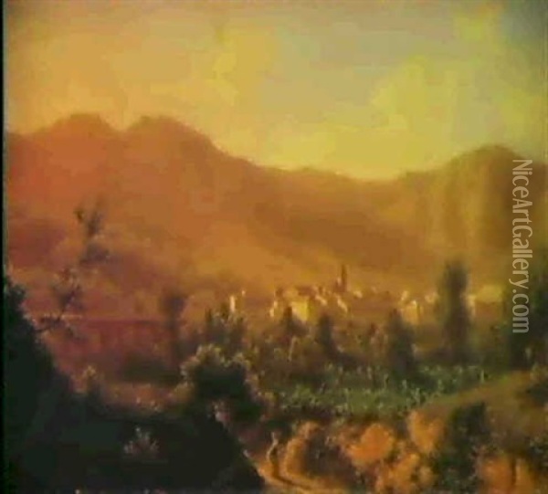 Veduta Di Paese Oil Painting - Giuseppe Bisi
