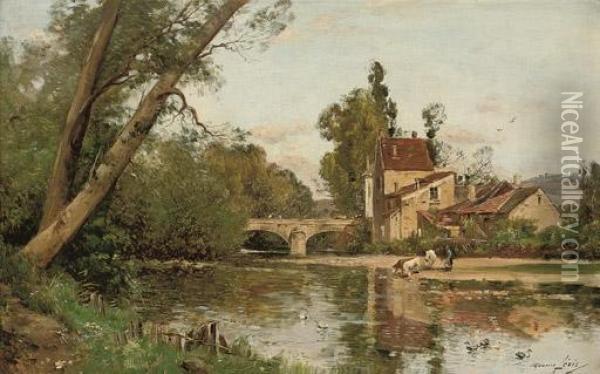 Le Pont De St. Pare Sous Vezelay Oil Painting - Maurice Levis