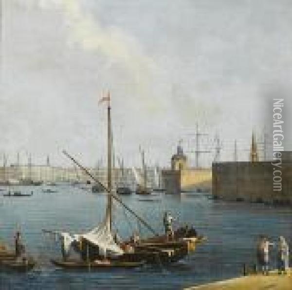 The Punta Della Dogana With The Giudecca Beyond Oil Painting - (Giovanni Antonio Canal) Canaletto