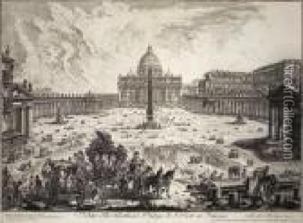 Veduta Della Basilica, E Piazza Di S. Pietro In
Vaticano Oil Painting - Giovanni Battista Piranesi