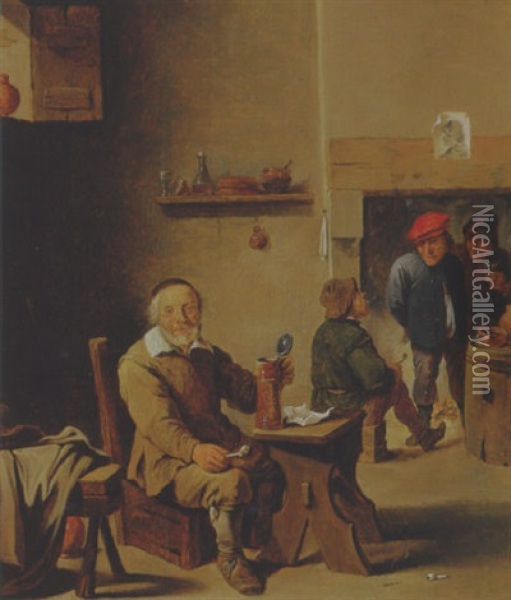 Tavern Interior At Dinnertime Oil Painting - Cornelis Pietersz Bega