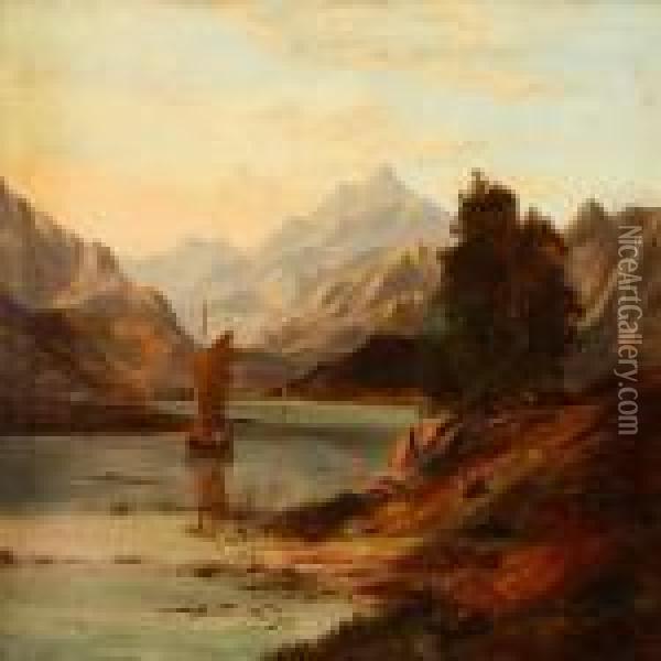 Landscape From The Scottish Highlands Oil Painting - Charles Leslie