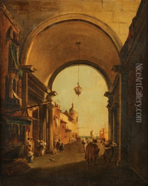 Venetian Capriccio Oil Painting - Giacomo Guardi