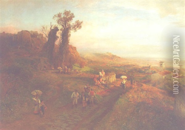 Montefiascone Oil Painting - Oswald Achenbach
