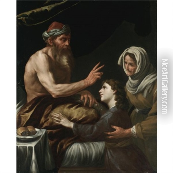 Isaac Blessing Jacob Oil Painting - Johann Carl Loth