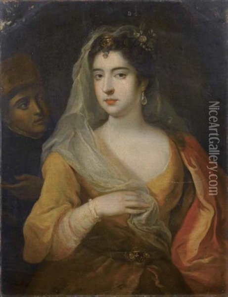 Portrait De Jeune Femme A La Perle Avec Son Page Oil Painting - Johann Joseph Zoffany