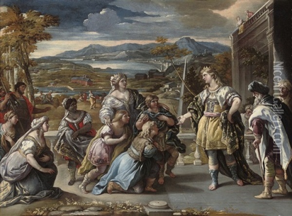 The Family Of Darius Before Alexander Oil Painting - Paolo de Matteis