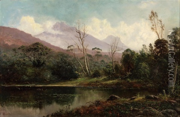 Mount Byron & Cuvier Lake St Clair Oil Painting - Haughton Forrest