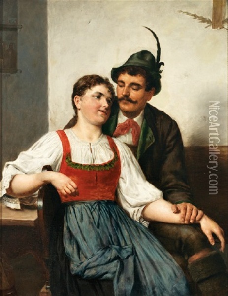 Junges Paar In Tracht Oil Painting - Eduard Kasparides