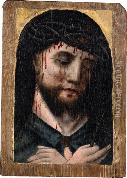 Christ As The Man Of Sorrows Oil Painting - Jan de Beer