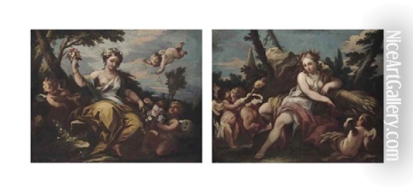Flora; And Ceres (pair) Oil Painting - Paolo de Matteis