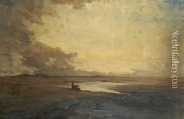 Malahide Sands With Figures Oil Painting - Nathaniel Hone the Younger