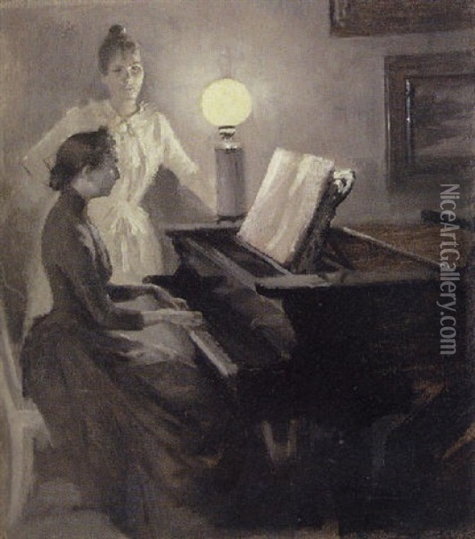 En Ungdomsmelodi, Nuoruuden Salvema Oil Painting - Albert Edelfelt