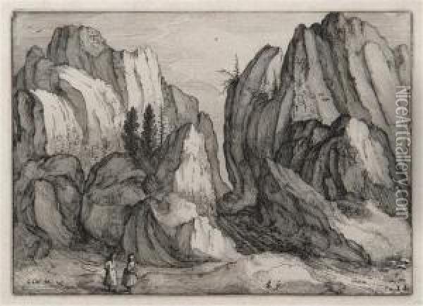 View Of A Rocky Gorge Oil Painting - Claes Jansz Ii Visscher