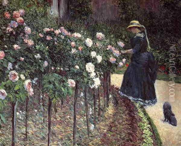Roses Garden At Petit Gennevilliers Oil Painting - Gustave Caillebotte