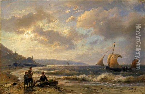 Heimkehrende Fischerboote Oil Painting - Hermanus Koekkoek the Younger