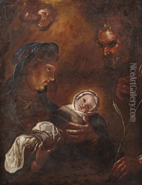 Die Heilige Familie Mit Dem Christusknaben Oil Painting - Bernhard Keil