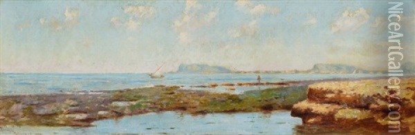Fishing Boat In The Bay Of Palermo Oil Painting - Eremino Kremp