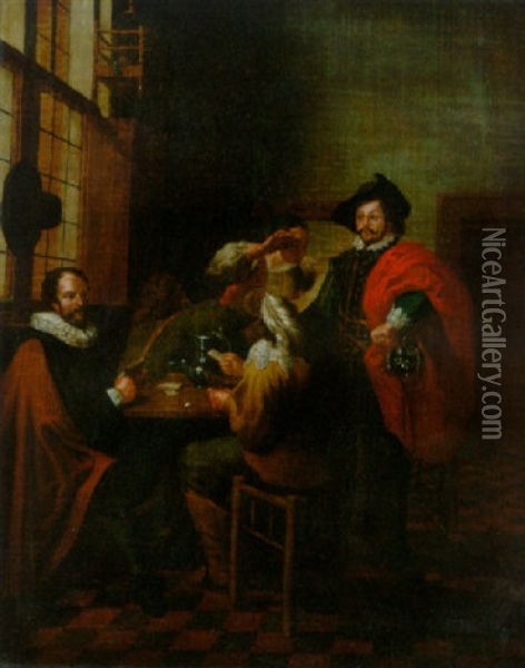 A Dispute At Cards Oil Painting - Jan Josef Horemans the Younger