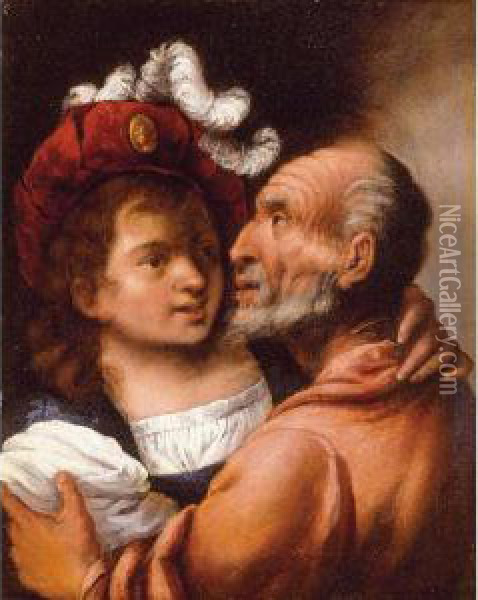 Youth And Old Age Oil Painting - Pietro Della Vecchio