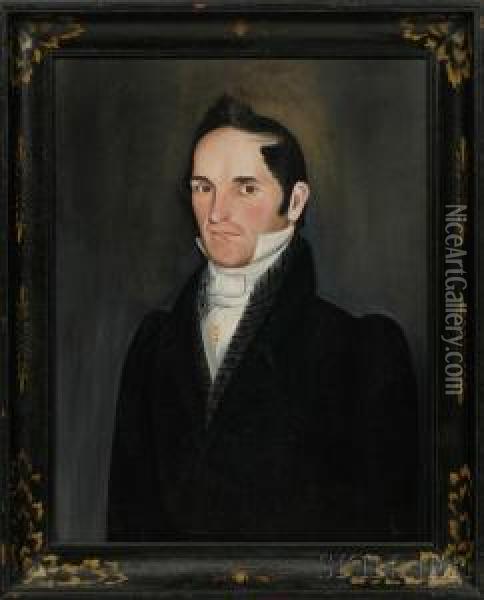 Portrait Of Hiram Augusta Adams Oil Painting - Sheldon Peck